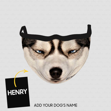 Personalized Dog Gift Idea - Alaskan Malamute Face With Sleepy Eyes Zoom In For Dog Lovers - Cloth Mask